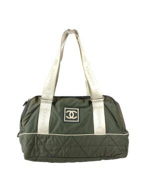 Chanel Boston Bag Logo CC Nylon Gray